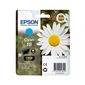 ORIGINAL EPSON 18 CYAN Compatible, para impresoras Expression Home XP-102, XP-202, XP-205, XP-30, XP-302