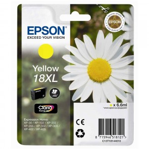 ORIGINAL EPSON 18XL AMARILLO, para impresoras Expression Home XP-102, XP-202, XP-205