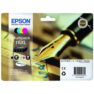 EPSON 16XL MULTIPACK Original ref. T1636 para impresoras Epson WorkForce WF-2010W, WF-2510, WF-2520NF,  WF-2530WF,  WF-2540WF