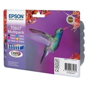 EPSON ORIGINAL T0807 Pack Negro + Colores