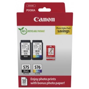 Pack Original Canon PG-575 CL-576 50 Hojas de papel foto - 5438C004 Pack Original Canon PG-575 CL-576 50 Hojas de papel foto - 5438C004